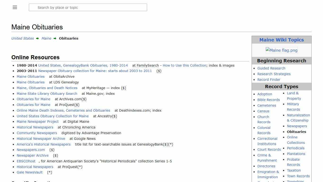 Maine Obituaries • FamilySearch